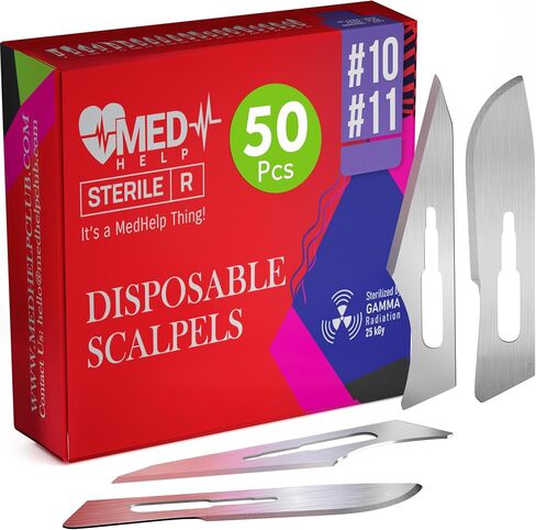 Disposable Scalpel 10 Dermaplaning Tool Scalpel Blades 10 with Plastic Handle, High Carbon Steel Dermablade Blades #10 Surgical Blades, Scaple - Box of 10 in Saudi Arabia
