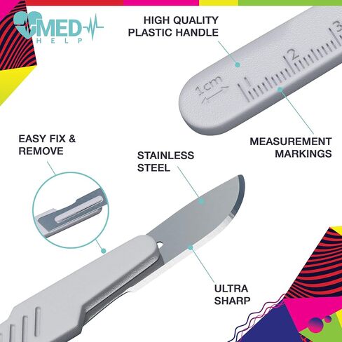 Disposable Scalpel 10 Dermaplaning Tool Scalpel Blades 10 with Plastic Handle, High Carbon Steel Dermablade Blades #10 Surgical Blades, Scaple - Box of 10 in Saudi Arabia