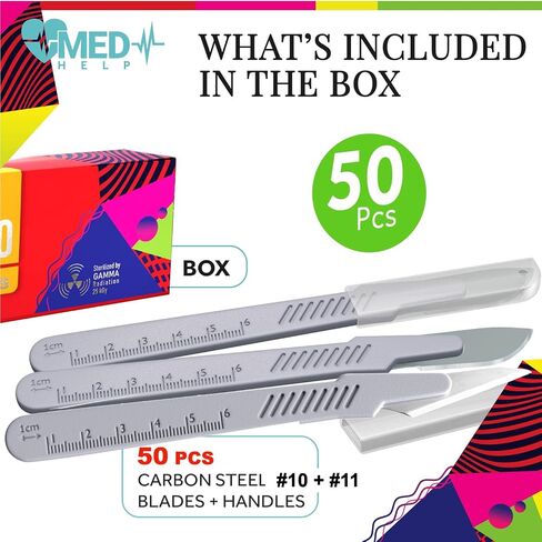 Disposable Scalpel 10 Dermaplaning Tool Scalpel Blades 10 with Plastic Handle, High Carbon Steel Dermablade Blades #10 Surgical Blades, Scaple - Box of 10 in Saudi Arabia