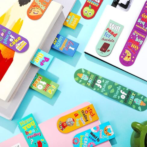 48 Pack Scented Bookmarks Magnetic Scratch and Sniff Bookmarks Fruit Food Bookmarks for Kids Cute Bookmarks with Sayings Christmas Bookmarks for Kids Students Teens Teachers (Food Flavor) in Kuwait