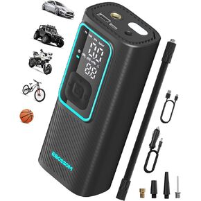 Tire Inflator Portable Air Compressor I7 Pro, Car Air Pump with Pressure Gauge, 150 PSI Cordless Tire Inflator Rechargeable with Display & LED for Car, Motocycle, Bikes, Balls, Swim Ring