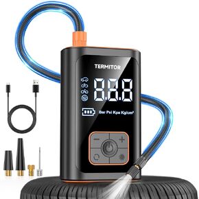 Tire Inflator Portable Air Compressor 150PSI Cordless Air Pump for Car, Motorcycle, Bicycle Tires, Balls, Auto Air Compressor with Digital Pressure Gauge, Emergency LED Light