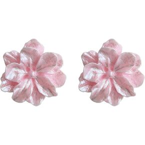 Boho White Flower Acrylic Earrings Vintage Charm 3D Resin Gardenia Camellia Pear Blossom Flowers Plant Lightweight Stud Earrings for Women Teen Girls Wedding Bridal Birthday Party Trendy Jewelry Gifts