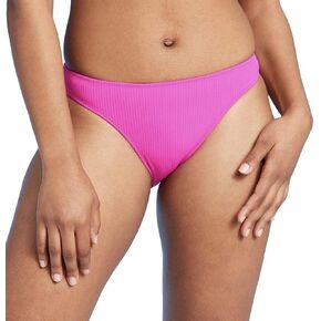 Shade & Shore Women's Ribbed High Leg Extra Cheeky Bikini Bottom (Magenta)