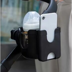 Universal 2-in-1 Stroller Cup Holder & Mobile Phone Case - 360° Rotating Drink Holder for Bike, Pushchair, Wheelchair, Walker, & Bicycle - Fits Most Cups