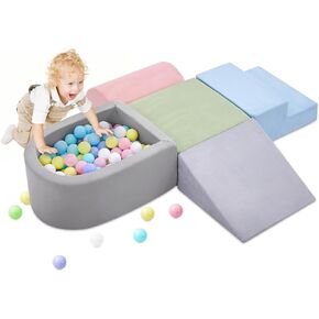 Climbing Toys for Toddlers 1-3, Foam Climbing Blocks and Ball Pit for Baby, 5-Piece Soft Foam Toddlers Climbing Toys,Climbing Crawling Toys Soft Foam Blocks Activity Play Set(Balls not Included)