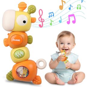 Baby Rattle & Teething Toys for Babies 3-6 Months - Giraffe Musical Silicone Massaging Teethers Toys for 6-12 Months - Montessori Sensory Toys Gifts for 1 2 3 4 5 6 Year Old Girls Boys