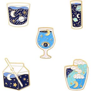 5 Pcs Enamel Pins Set Cute Solar System Laple Pin Explore Space Universe Planet Cartoon Brooch Pin Badges for DIY Clothes Bag Hat Jacket Backpack Accessories Gifts