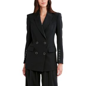 BCBGMAXAZRIA Women's Double Breasted Relaxed Blazer Long Sleeve V Neck Peak Lapel Pocket Button Jacket