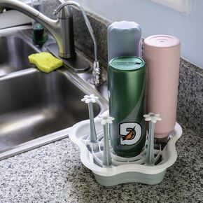 Countertop Drying Rack - Ideal for Insulated Water Bottles, Drinking Glasses, Sports Bottles, Baby Bottles, Tumblers, Mugs, Cup, Drying Rack with Drain Tray
