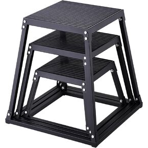 صندوق منصة VEVOR Plyometric، صندوق قفز Plyometric مقاس 12/18/24/30 بوصة، صندوق Plyo من الفولاذ للياقة البدنية للتدريب على القفز في صالة الألعاب الرياضية المنزلية، كروس فيت، تكييف، تدريب القوة، أسود