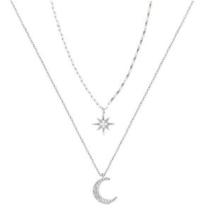 Delicate Saturn Planet Star Neckalce with Zircon Crystal Collar Choker Necklace for Women Girls