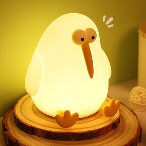 Cute Night Light for Kids - LED Squishy Lamp Kiwi Bird, Rechargeable Silicone Touch Nursery Lights, Adjustable Baby Night Lights for Nursery Kids Room, Kawaii Room Decor Gifts for Boys Girls(BPA-Free)
