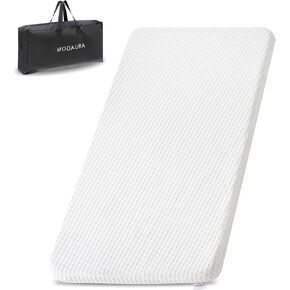 MODAURA's Portable Pack and Play Mattress - Mini Crib Folding Mattress 38x26x1.5in - Washable Organic Bamboo Fabric,Waterproof Cover with Carry Bag