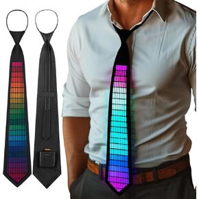XGOOD Sound Control Light Up Tie With Follow The Lights Of Music Beating Novelty Clothing Light Up Accessories Flash Shining Funny Neckies For Men,Women,Glow Party Outfit And Rave Party Gift (A)