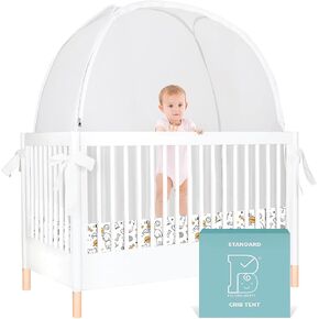 Pop Up Crib Tent, Fine Mesh Netting Cover to Keep Baby from Climbing Out, Falls and Mosquito Bites, Safety Net, Canopy Netting Cover - Sturdy & Stylish Infant Crib Topper - Pets Design