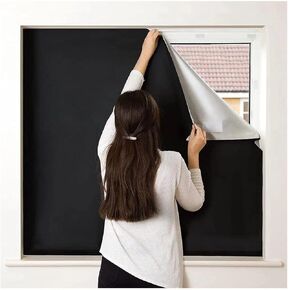 Portable 100% Blackout Window Cover - Easy Install, No Drill Curtains for Bedroom, Nursery, and Travel (Black, 59" x 79")
