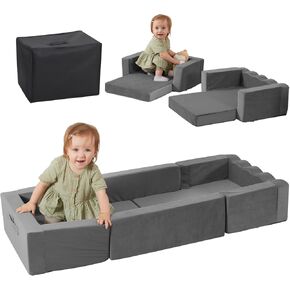 Travel Bed Foldable for Toddlers 6-18 Months,Portable Kids Floor Bed,Toddler Cots for Convertible Washable Soft Foam Cozy Infant Delight Crib for Indoor,Outdoor,Napping,Sleeping,Camping,Gray