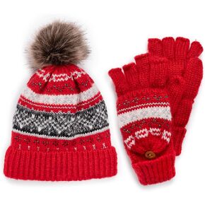 MUK-LUK womens Muk LuksÃ‚® Mixed Yarn Beanie and Mitten Set Cold Weather Hat, Mix Ivory, One Size US