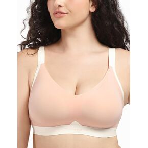 COMFELIE Wireless Bra for Women, Seamless Bra Comfort, Lightly Lined Color Block V-Neck Everyday Bra