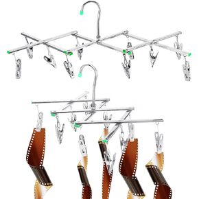 2 Pieces Darkroom Film Negative Drying Hanging Rack Frame Foldable Hanger Windproof 10 Clips Stainless Steel Portable Drying Hanger for 135, 120, 4x5'' Film