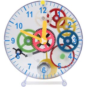 Lily's Home Do-It-Yourself Children's First Puzzle Clock Kit, No Batteries Required, Learn How Clock Gears Work, Colorful and Educational Gift for Kids, Multi-Colored (31 Pieces)
