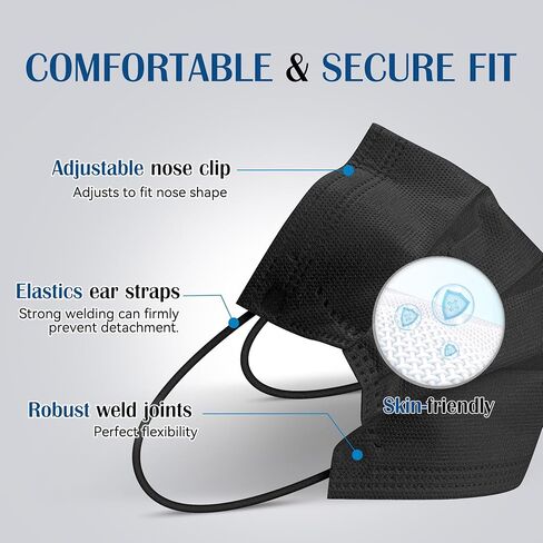Disposable Face Mask For Adults - 100 Pack Individually Wrapped,4 Ply Protection Face Masks,Colorful Face Masks Disposable in Kuwait