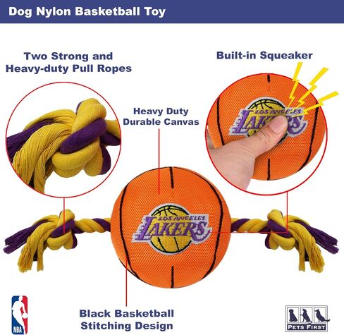 Pets First NBA Chicago Bulls Basketball Toy. - Tough Nylon Pet Toy with Tug Ropes & Inner Squeaker, One Size, BUL-3105 in Saudi Arabia