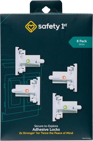 Safety 1st - Secure-to-Explore Adhesive Cabinet Locks Baby Proofing, Child Locks for Cabinets and Drawers (4 Locks), White in Saudi Arabia
