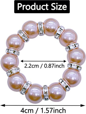 6 PCS Pearl Napkin Rings Stretched Beaded Table Napkin Holder for Christmas Birthday Wedding Anniversary Dinning Party Decor (Gold) in Kuwait