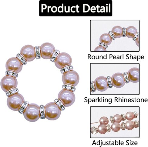 6 PCS Pearl Napkin Rings Stretched Beaded Table Napkin Holder for Christmas Birthday Wedding Anniversary Dinning Party Decor (Gold) in Kuwait