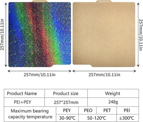 3D Printer Platform Bambulab X1 P1P P1S Multi Color PEY - Texture PEI Coating Build Plate 257x257mm: Newest Upgrade Accessories Transfer Shiny Star to Prints 10.1x10.1in Bczamd in Saudi Arabia
