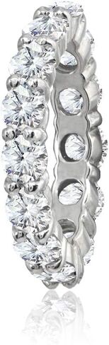 Hoops & Loops Sterling Silver Cubic Zirconia 4mm Round-Cut Anniversary Eternity Band Ring in Saudi Arabia