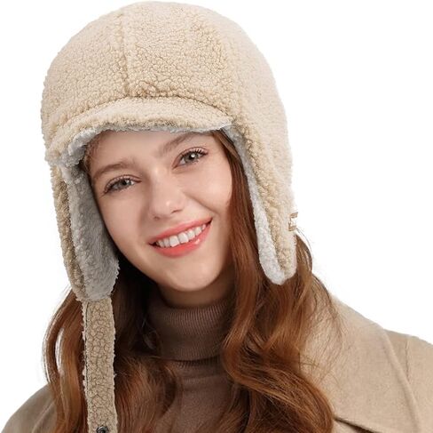 Croogo سروال قصير الصياد قبعة للرجال النساء الشتاء قبعة الأذن اللوحات Ushanka الثلوج الإسكيمو قبعة الشتاء الصوف الدافئة جندي الطيار قبعة in Kuwait