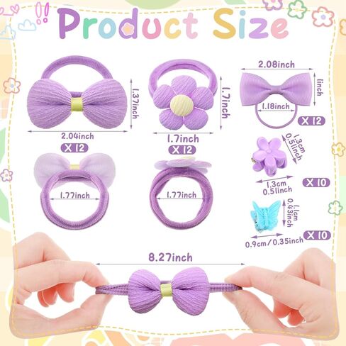 56 قطعة من ربطات شعر الأطفال الصغار، ربطات شعر قطنية للأطفال مع فيونكات شعر للفتيات وربطات شعر مرنة على شكل زهرة للفتيات الصغيرات والرضع وإكسسوارات شعر البنات in Kuwait