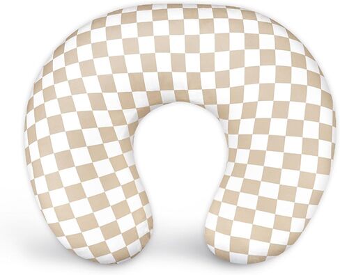 DILIMI Nursing Pillow Cover, Stretchy Removable Case for Breastfeeding Pillows, Ultra Soft Comfortable Slipcover for Baby Girl and Boy, Light Brown Checkerboard in Saudi Arabia