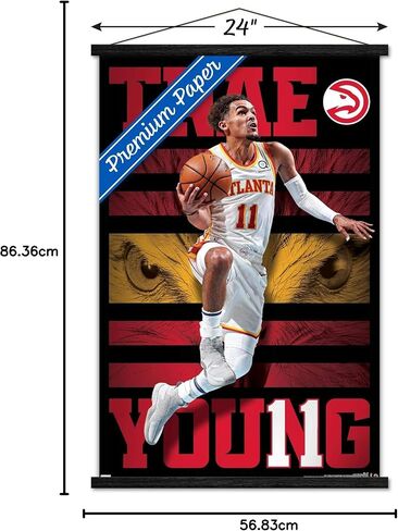 ملصق حائط من Trends International NBA Atlanta Hawks - Trae Young 20، مقاس 22.37 بوصة × 34.00 بوصة، طباعة ممتازة وحزمة شماعة سوداء in Kuwait