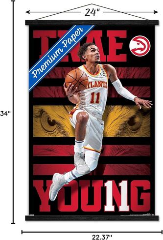 ملصق حائط من Trends International NBA Atlanta Hawks - Trae Young 20، مقاس 22.37 بوصة × 34.00 بوصة، طباعة ممتازة وحزمة شماعة سوداء in Kuwait