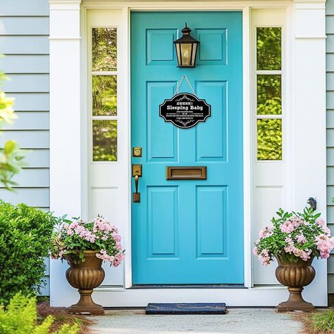 Pigort مضحك الطفل النوم لوحة علامة معلقة، لا تدق أو تقرع الجرس، شماعات باب خشبية مستديرة لغرفة الطفل، الحضانة، الباب الأمامي، ديكور الباب 12x8.2 بوصة in Kuwait