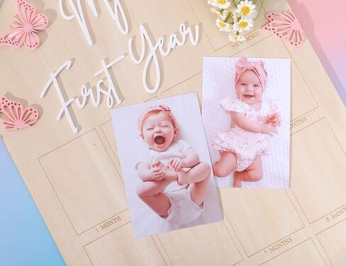 My First Year Wood Photo Board - Butterfly 1st Birthday Party Decorations,One Year Photo Milestone Board,Baby Girl 1-12 Months Photo Wooden Board,Butterfly Milestone Board Baby Shower in Kuwait