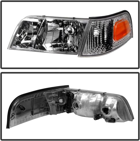 ACANII-For 1998-2011 Ford Crown Victoria المصابيح الأمامية المصابيح الأمامية + أضواء إشارة وقوف السيارات الزاوية سائق + الركاب in Kuwait
