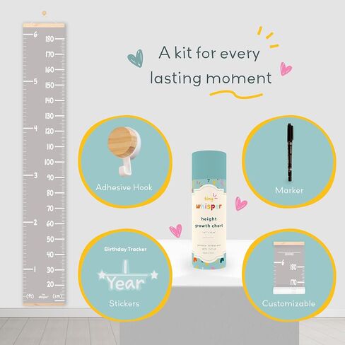 Personalized Growth Chart for Wall with Stickers, Customizable Height Chart for Kids, Canvas Growth Chart, Keepsake for Babies and Toddlers, Perfect Height Measurement for Kids. in Saudi Arabia