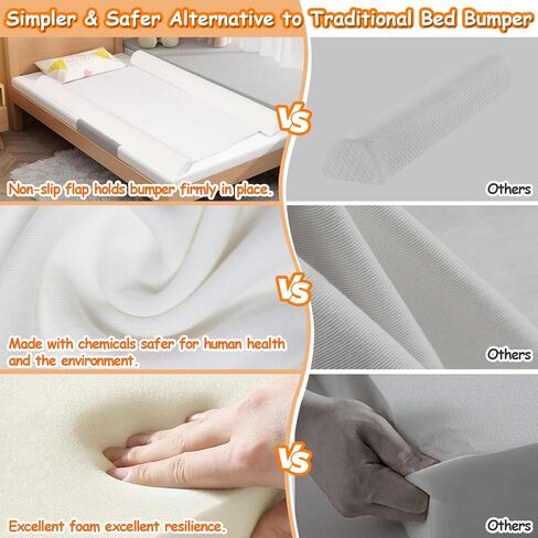 omzer Bed Guard Rail for Toddlers: Foam Bed Rail with Non-Slip Machine Washable Cover - Bed Side Rails for Kids Baby Bed Rails Guards for King Queen Twin Full Beds in Kuwait