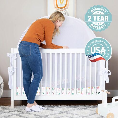 Pop Up Crib Tent, Fine Mesh Netting Cover to Keep Baby from Climbing Out, Falls and Mosquito Bites, Safety Net, Canopy Netting Cover - Sturdy & Stylish Infant Crib Topper - Alphabets Design in Saudi Arabia