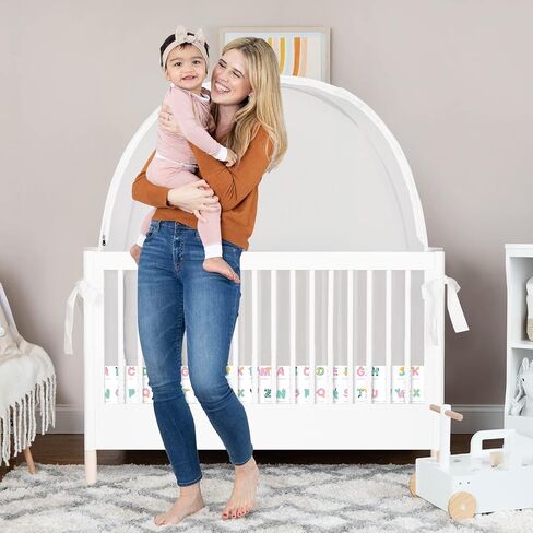 Pop Up Crib Tent, Fine Mesh Netting Cover to Keep Baby from Climbing Out, Falls and Mosquito Bites, Safety Net, Canopy Netting Cover - Sturdy & Stylish Infant Crib Topper - Alphabets Design in Saudi Arabia