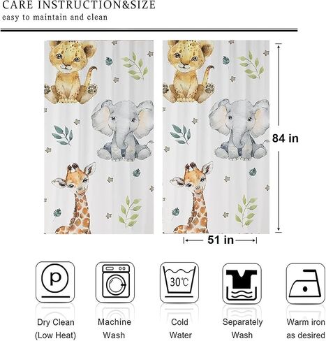 Baby Safari Animals Baby Boy Room Curtain Nursery Curtains Window Curtains (Pair of - 51" x 84") in Saudi Arabia