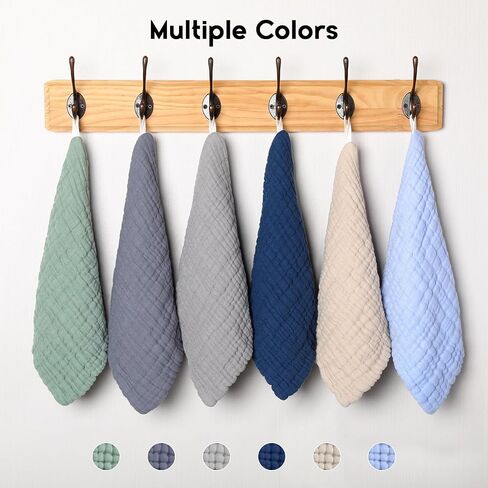 Muslin Baby Washcloths 6 Pack, 100% Cotton Wash Cloths for Babies, Large 12''X12'' Burp Cloths Absorbent and Soft for Newborn Infants Kids Boys Girls - Multicolor in Saudi Arabia