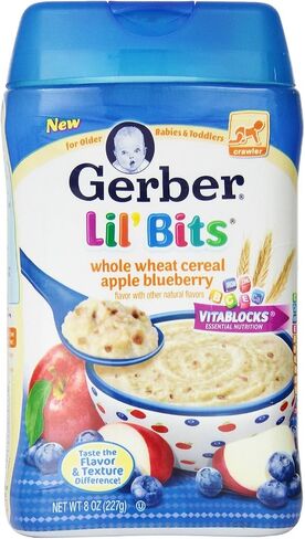 Gerber Lil Bits Whole Wheat Apple Blueberry Baby Cereal, 8 Oz , Pack of 6 in Saudi Arabia