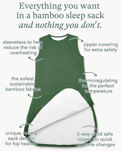 Supersoft Sleep Sack 1.0 TOG, Premium Bamboo Viscose Toddler Sleeping Bag, 2-Way Safe Zipper Sleepsacks 2-4T (Forest) in Saudi Arabia