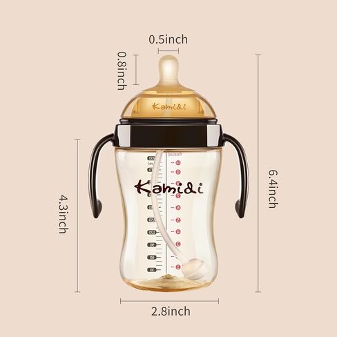 PPSU Weaning Bottles Baby Bottle, Baby Bottle with Natural Response Nipple, Medium Flow Nipple,10 oz/300ml, 4-8 Months - Anti Colic Baby Bottle with Wide Neck in Saudi Arabia